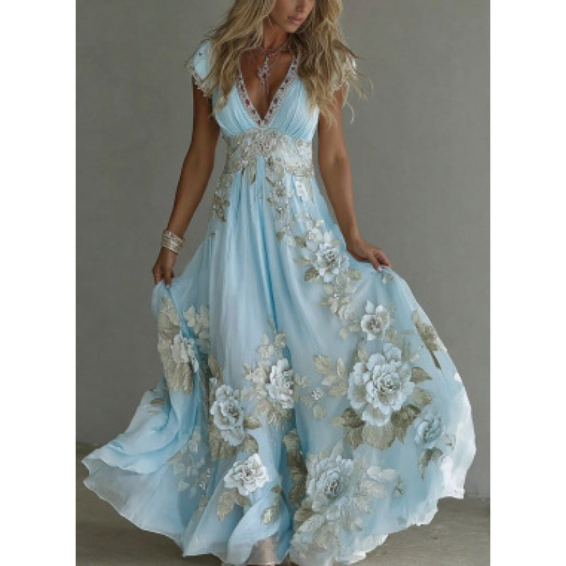 Celeste | Embroidered Chiffon Maxi Dress