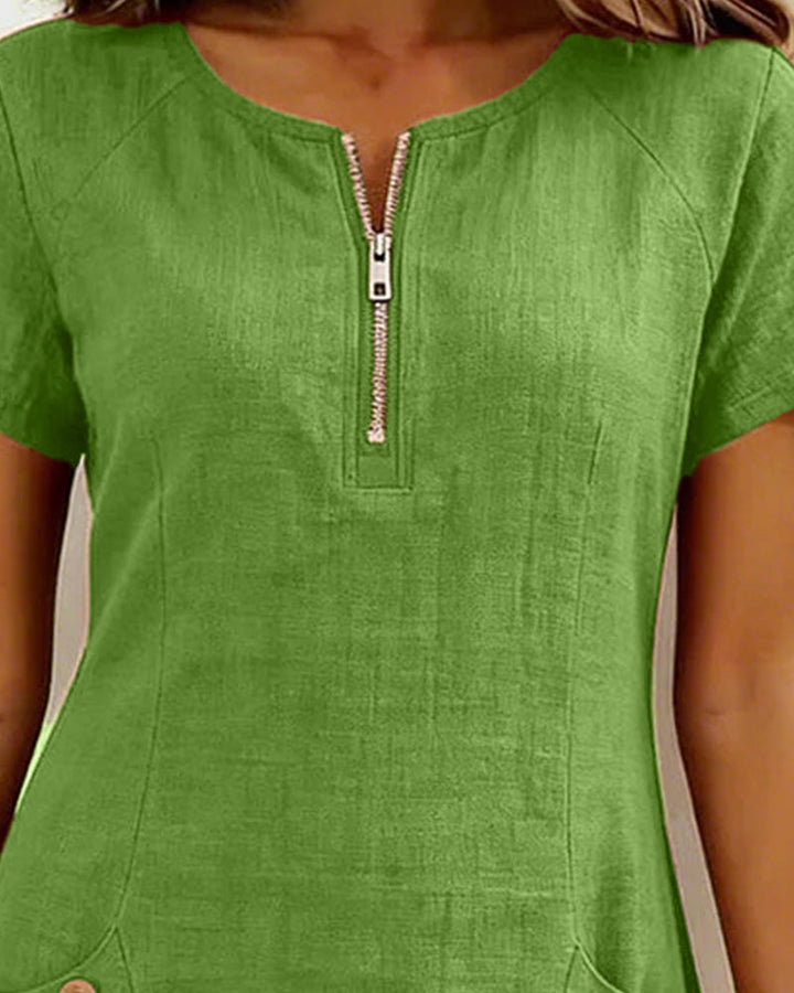 Lisa | Cotton Dress with Zipper Pocket