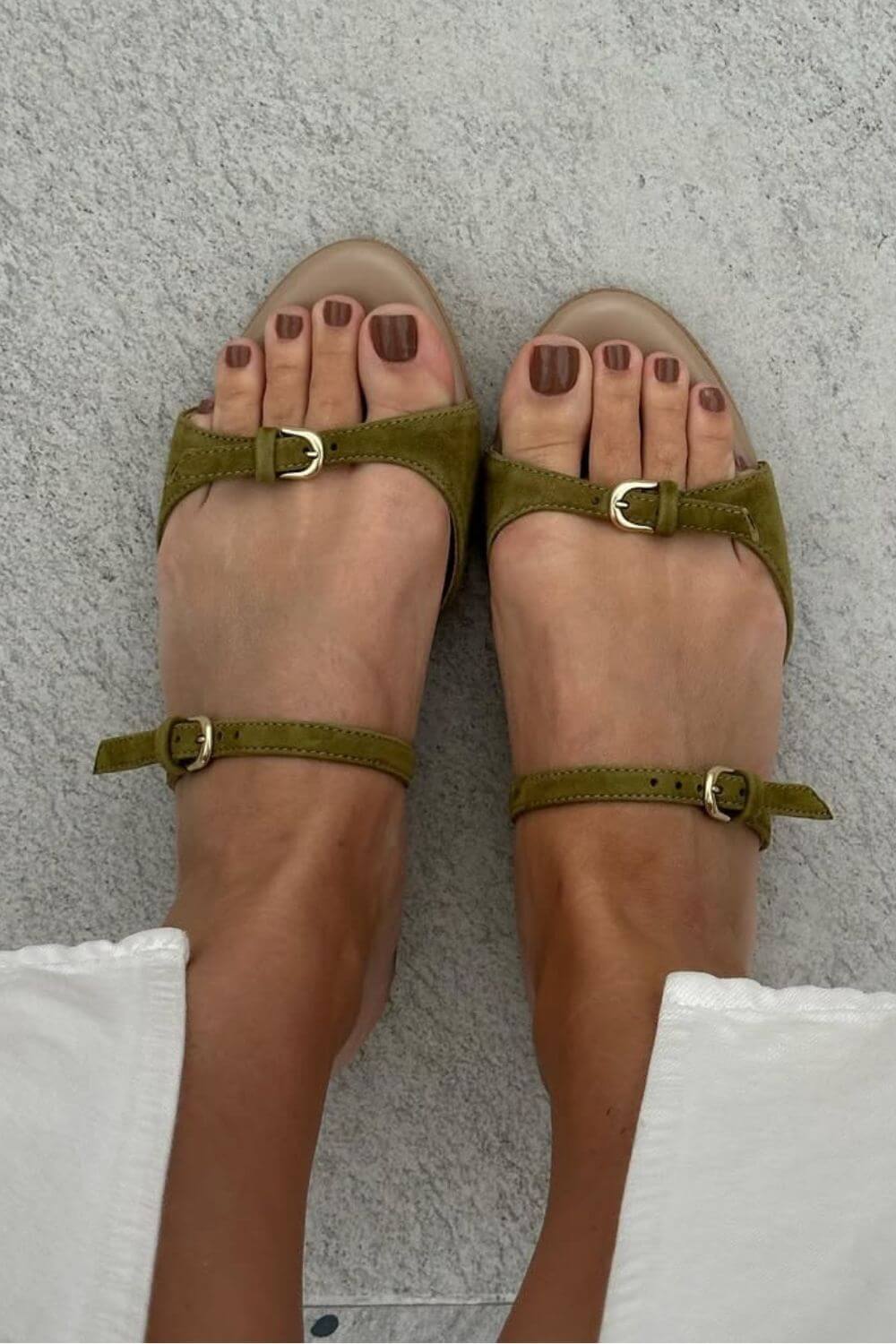 Zita – Peep-Toe Suede Buckle Strappy Sandals