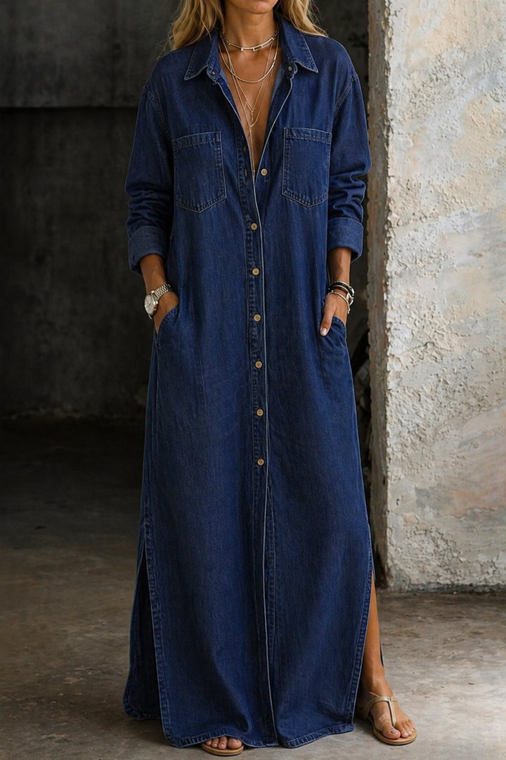 Delana | Button-Through Denim Dress