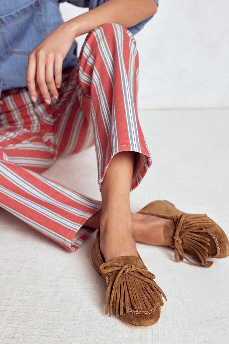 Rosemary | Round-Toe Solid Fringe Loafers