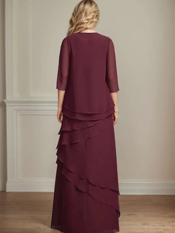 Floor-Length Chiffon Mother of the Bride Dress with Sheath Scoop Design