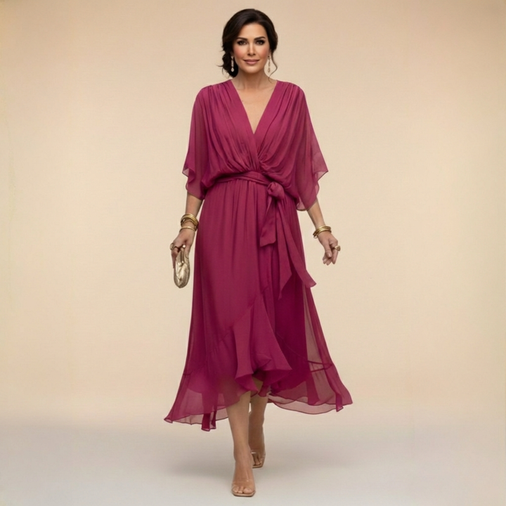 Charlotte | Chic Chiffon V-Neck Dress