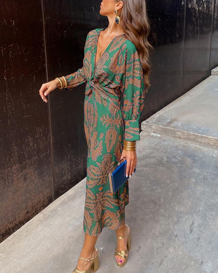 Adeline – Printed Elegant Midi Dress