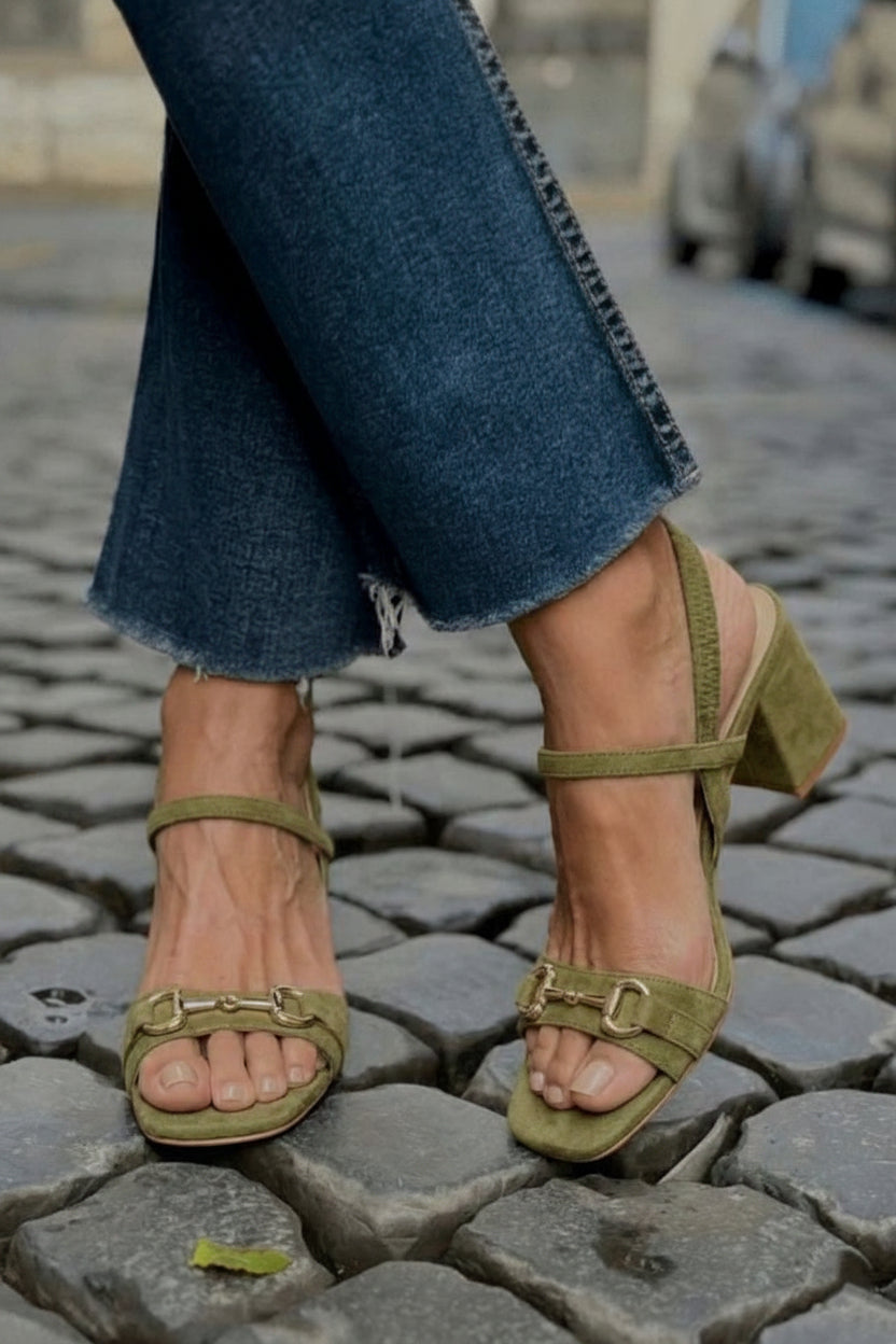 Marilyn – Slingback Suede Block Sandals
