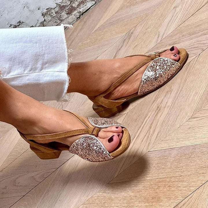 Martha | Glitter Patchwork Flat Sandals