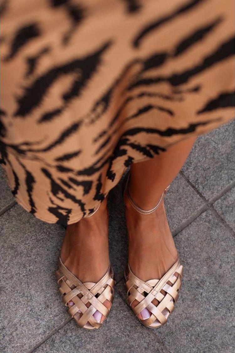 Ramona | Cut-Out Round-Toe Ankle Strap Buckle Sandals