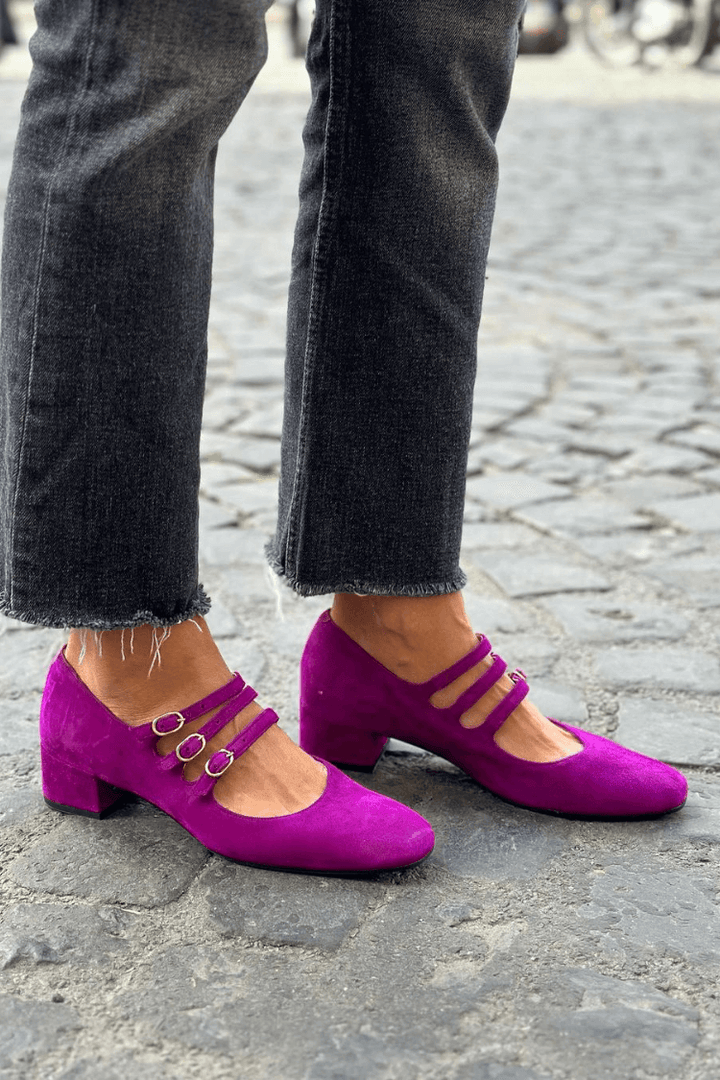 Yolanda | Chunky Square-Toe Buckle Heels