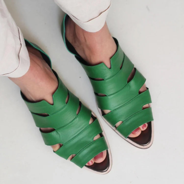 Wilhelmina | Cut-Out Peep-Toe Slip-On Casual Pointed-Toe Flats