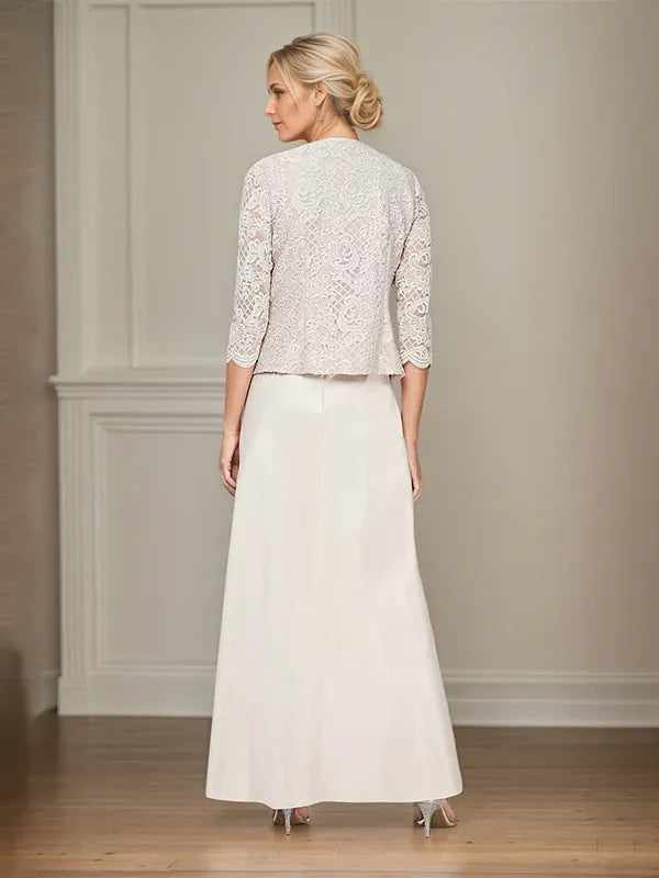 Glitter Lace and Satin Skirt Set with Open Jacket Dress