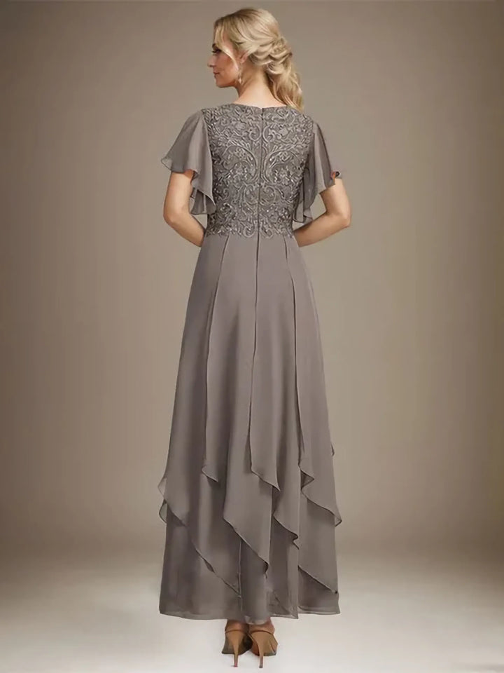 Samantha| A-Line V-Neck Lace Chiffon