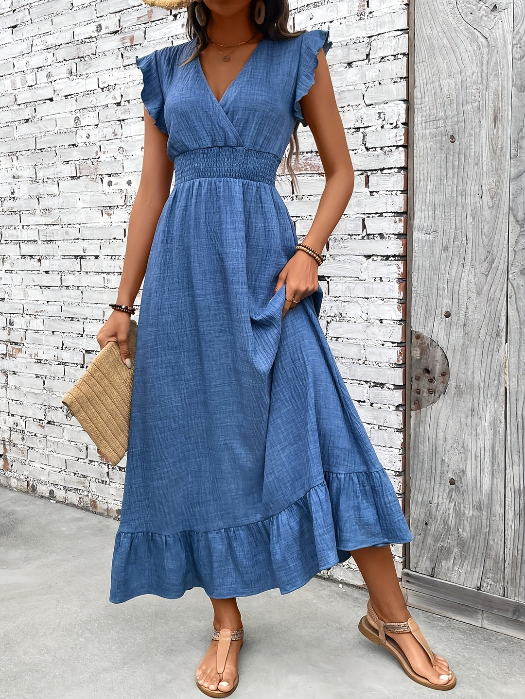 The Delphine Ruffle Wrap Maxi Dress