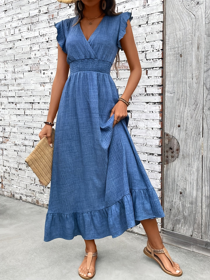 The Delphine Ruffle Wrap Maxi Dress