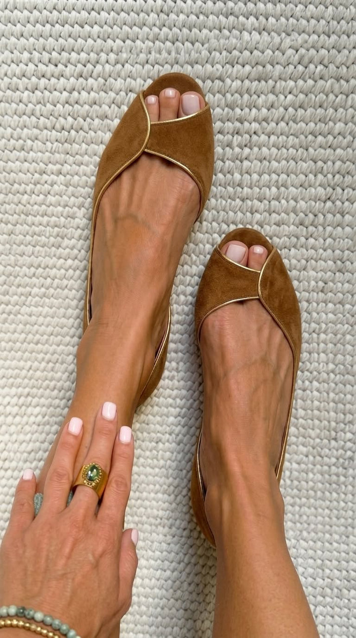 Arabella | Open-Toe d'Orsay Suede Flats
