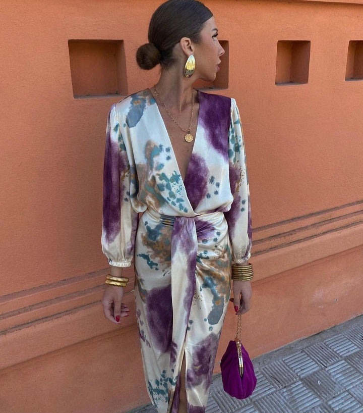 Valerie | Satin V-Neck Dress