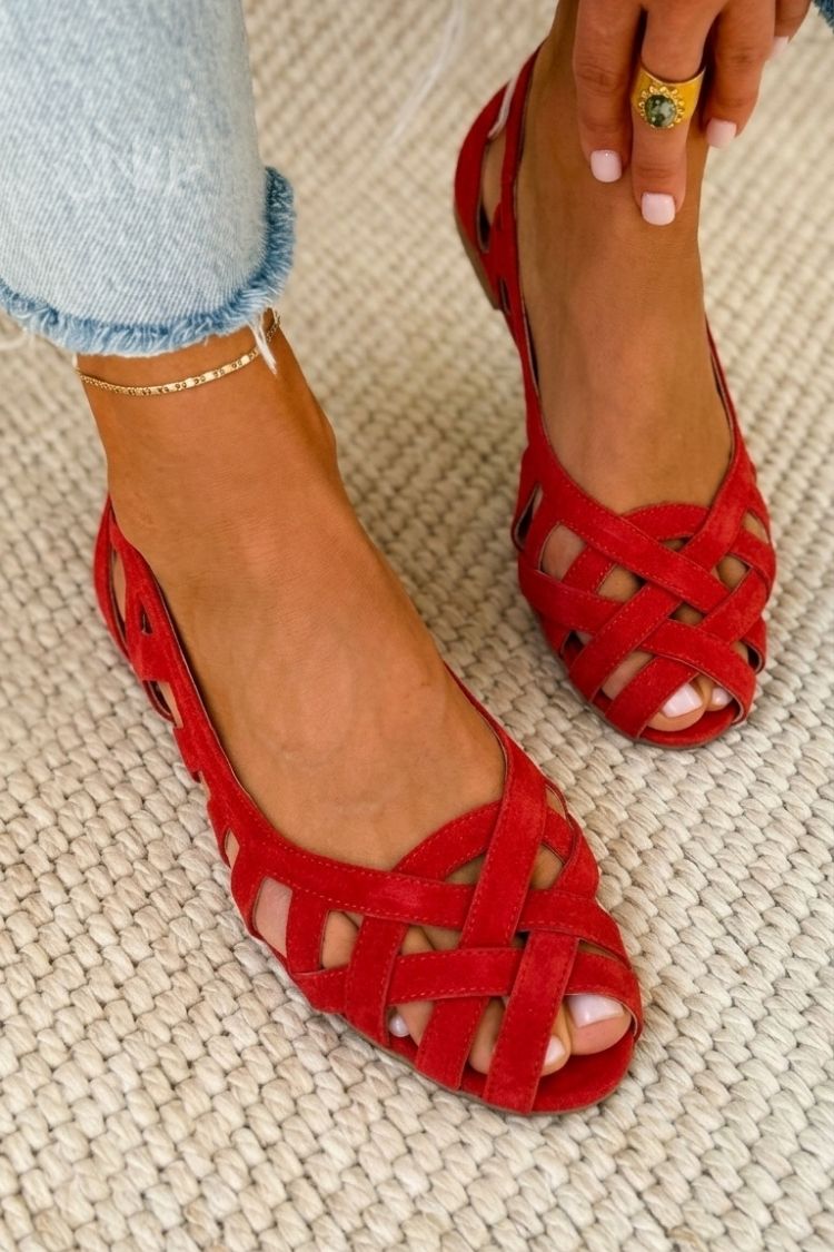Interwoven Fabric Open-Toe Flat Sandals