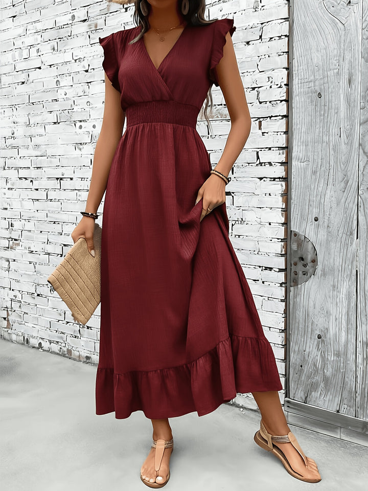The Delphine Ruffle Wrap Maxi Dress
