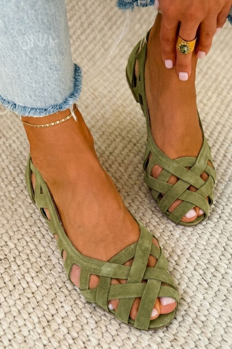 Interwoven Fabric Open-Toe Flat Sandals