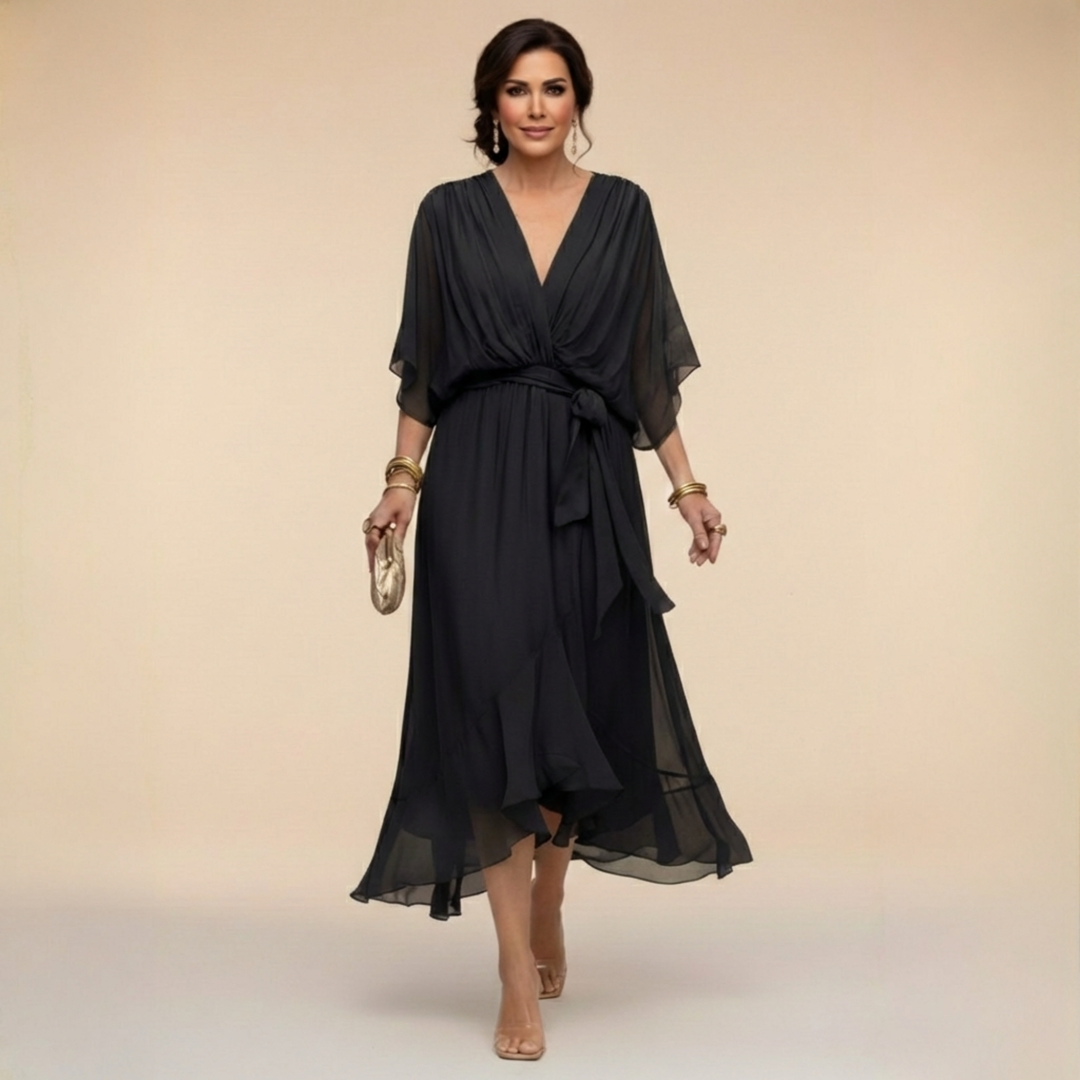 Charlotte | Chic Chiffon V-Neck Dress