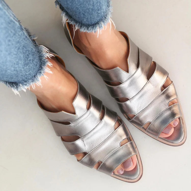 Wilhelmina | Cut-Out Peep-Toe Slip-On Casual Pointed-Toe Flats