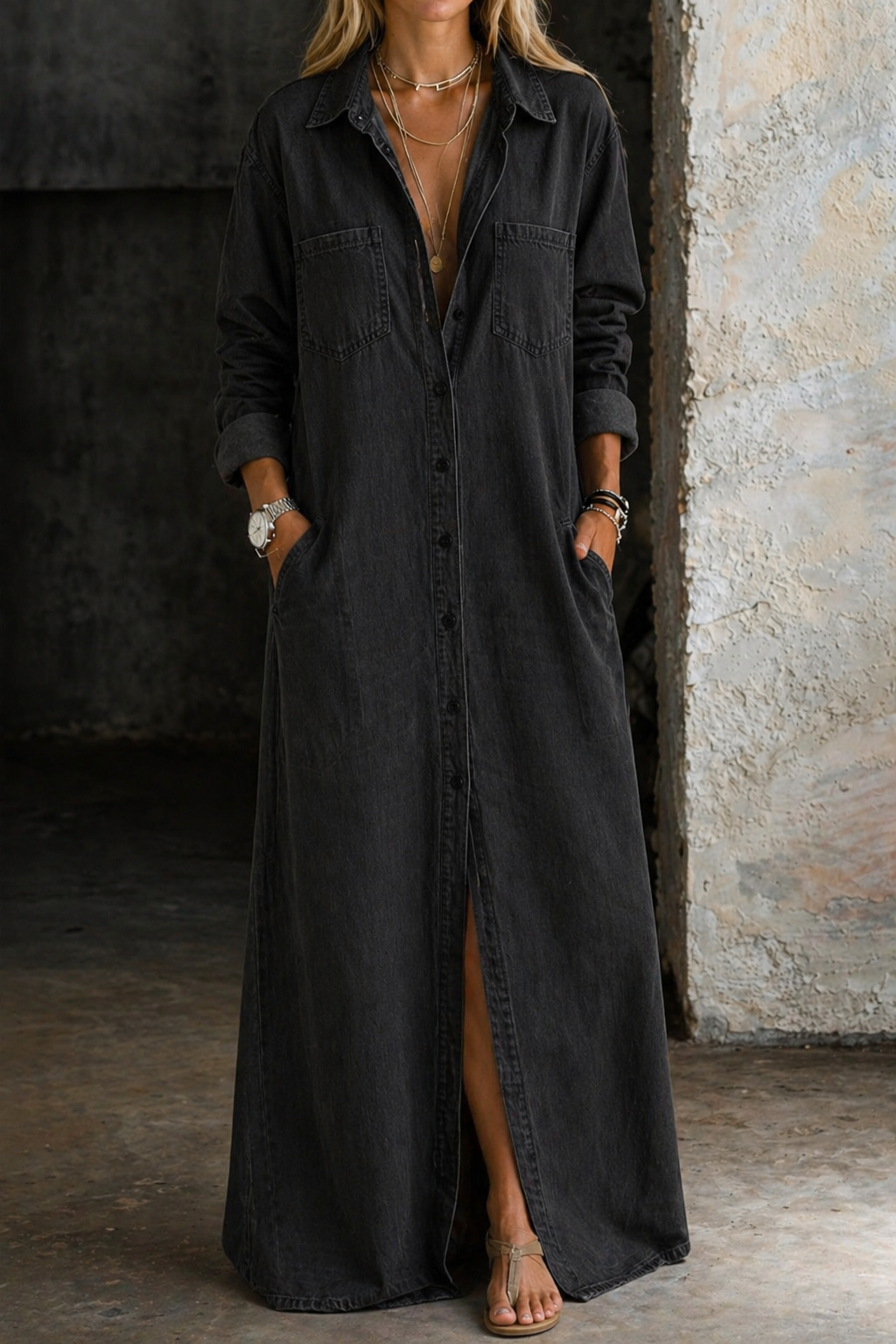 Delana | Button-Through Denim Dress