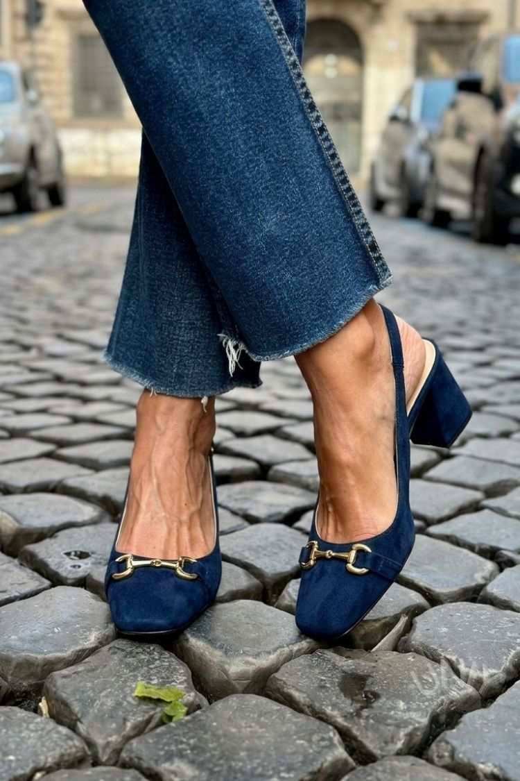 Beverly | Block Slingback Suede Heels