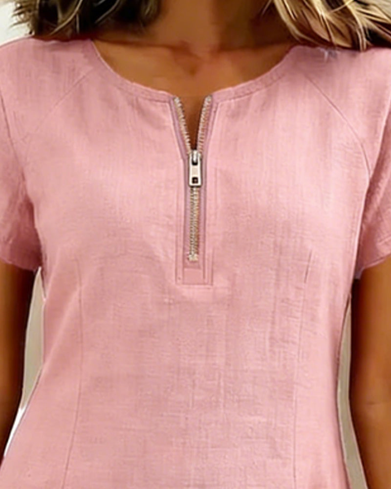 Lisa | Cotton Dress with Zipper Pocket