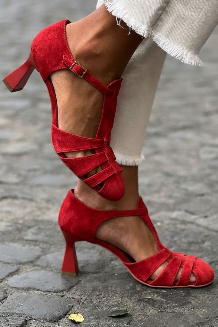Flavia | Heeled Cut-Out Crochet Closed-Toe Sandals