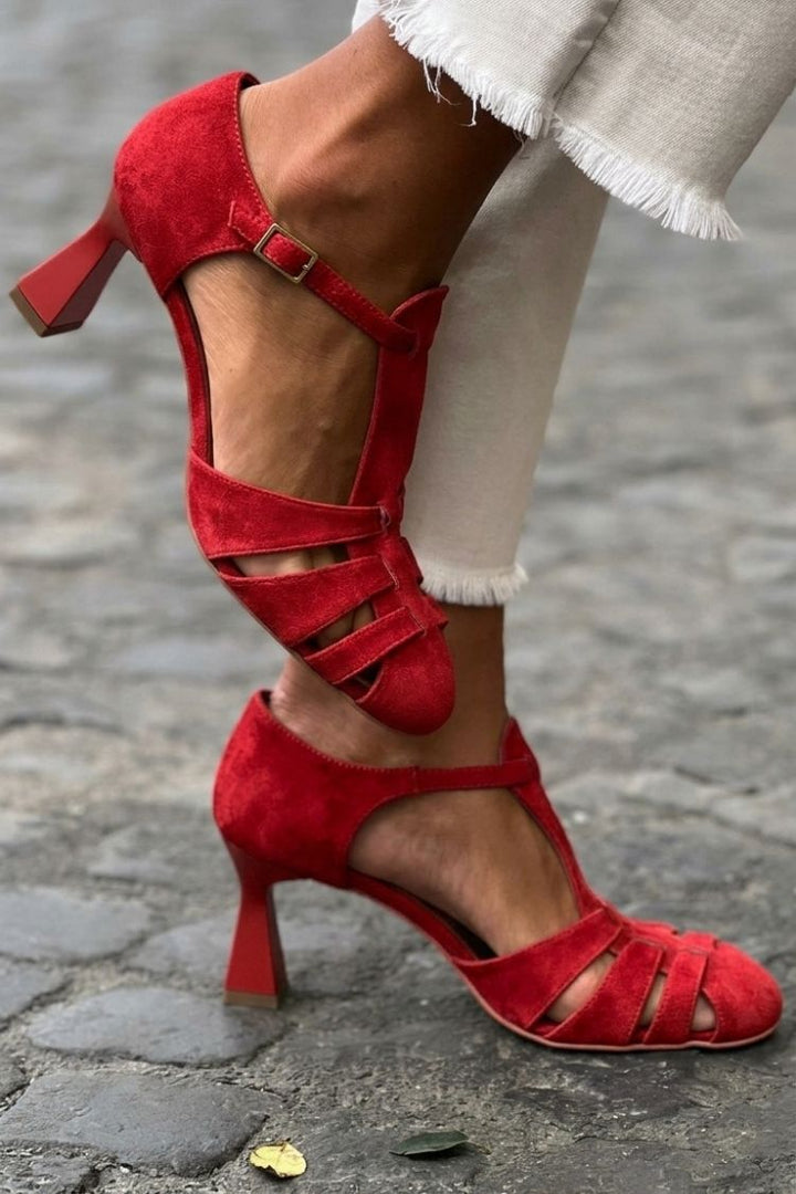 Flavia | Heeled Cut-Out Crochet Closed-Toe Sandals