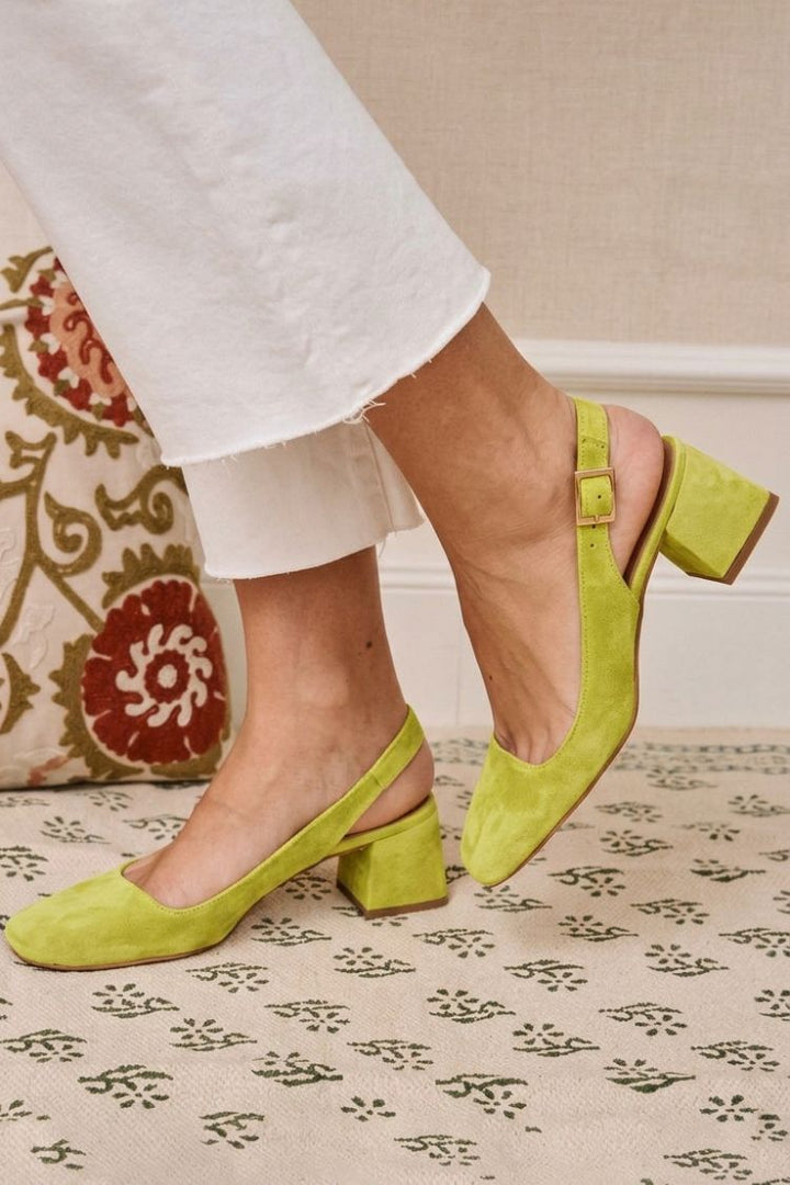 Brigitte | Slingback Essential Chunky Square-Toe Buckle Heels