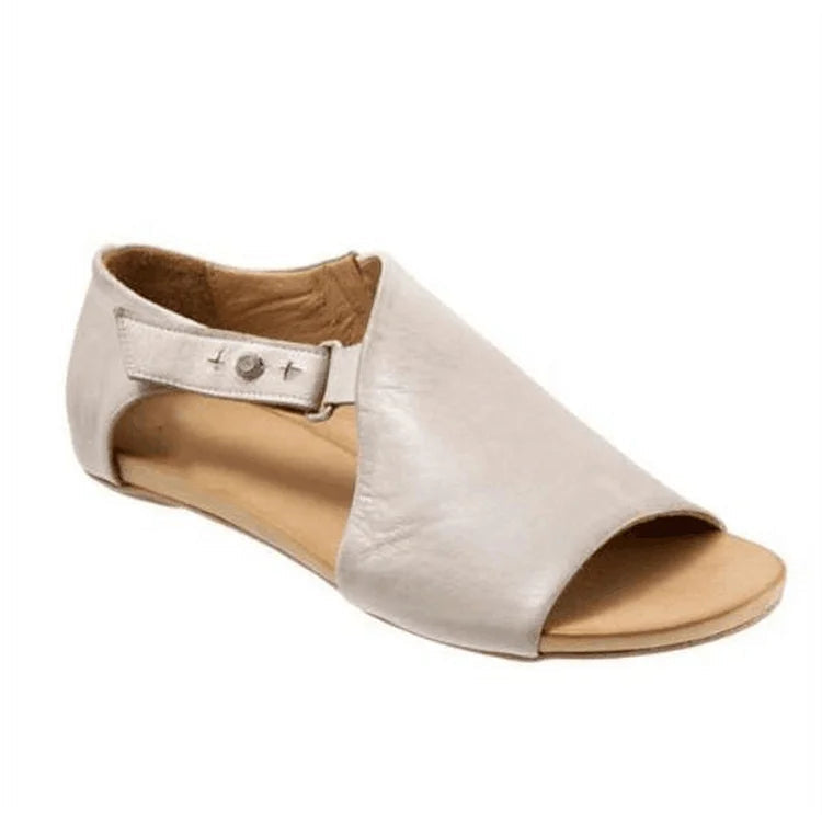 Geraldine | Cut-Out Peep-Toe Asymmetric Solid Strap Buckle Sandals