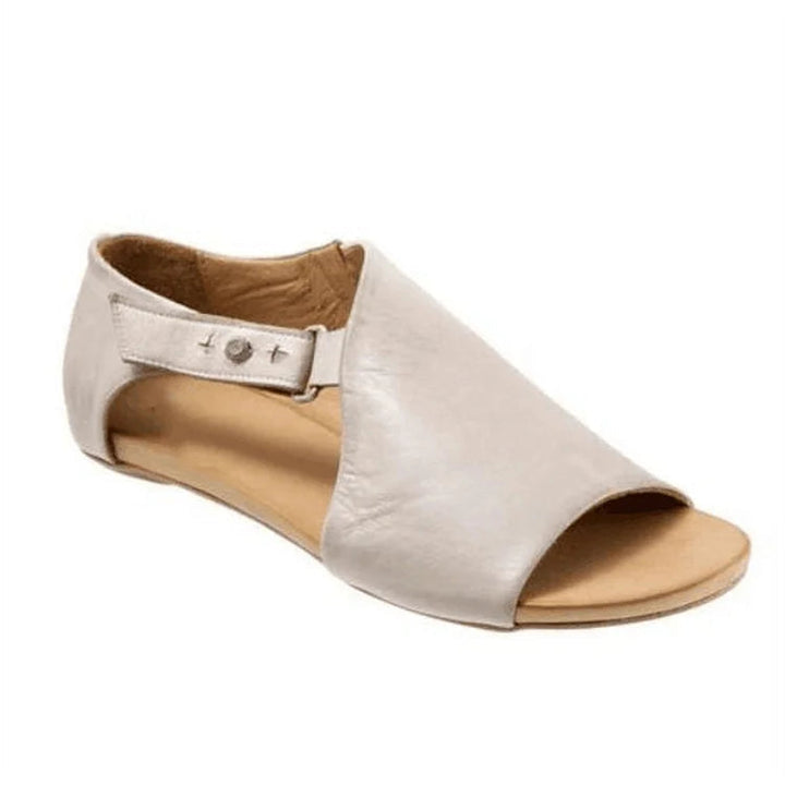 Geraldine | Cut-Out Peep-Toe Asymmetric Solid Strap Buckle Sandals