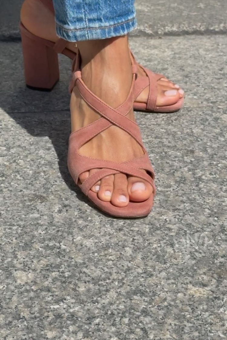Fabiana | Suede Chic Crossover Strap Block Sandals