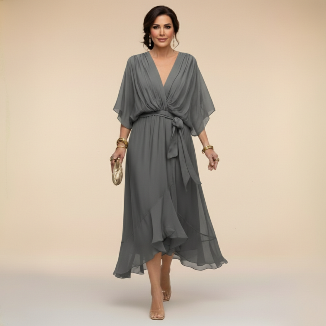 Charlotte | Chic Chiffon V-Neck Dress