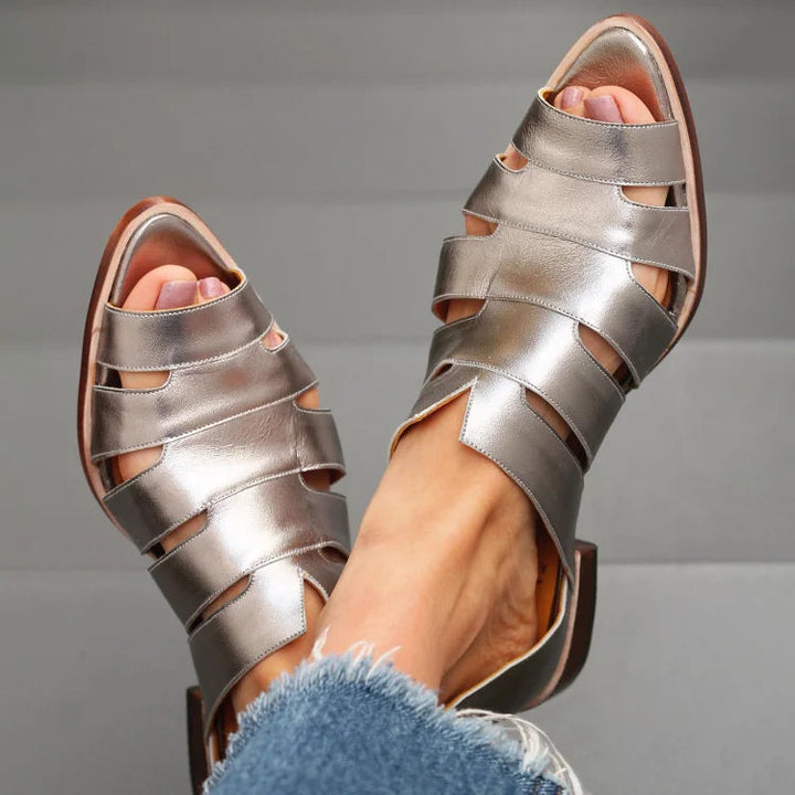 Wilhelmina | Cut-Out Peep-Toe Slip-On Casual Pointed-Toe Flats