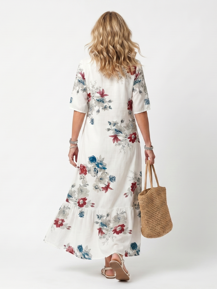 Adelia | Scattered Floral Tassel Tie Midi Dress