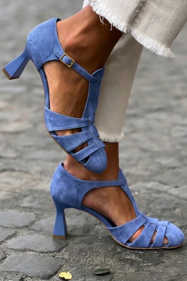 Flavia | Heeled Cut-Out Crochet Closed-Toe Sandals