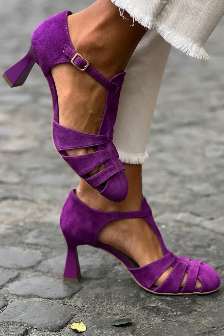 Flavia | Heeled Cut-Out Crochet Closed-Toe Sandals
