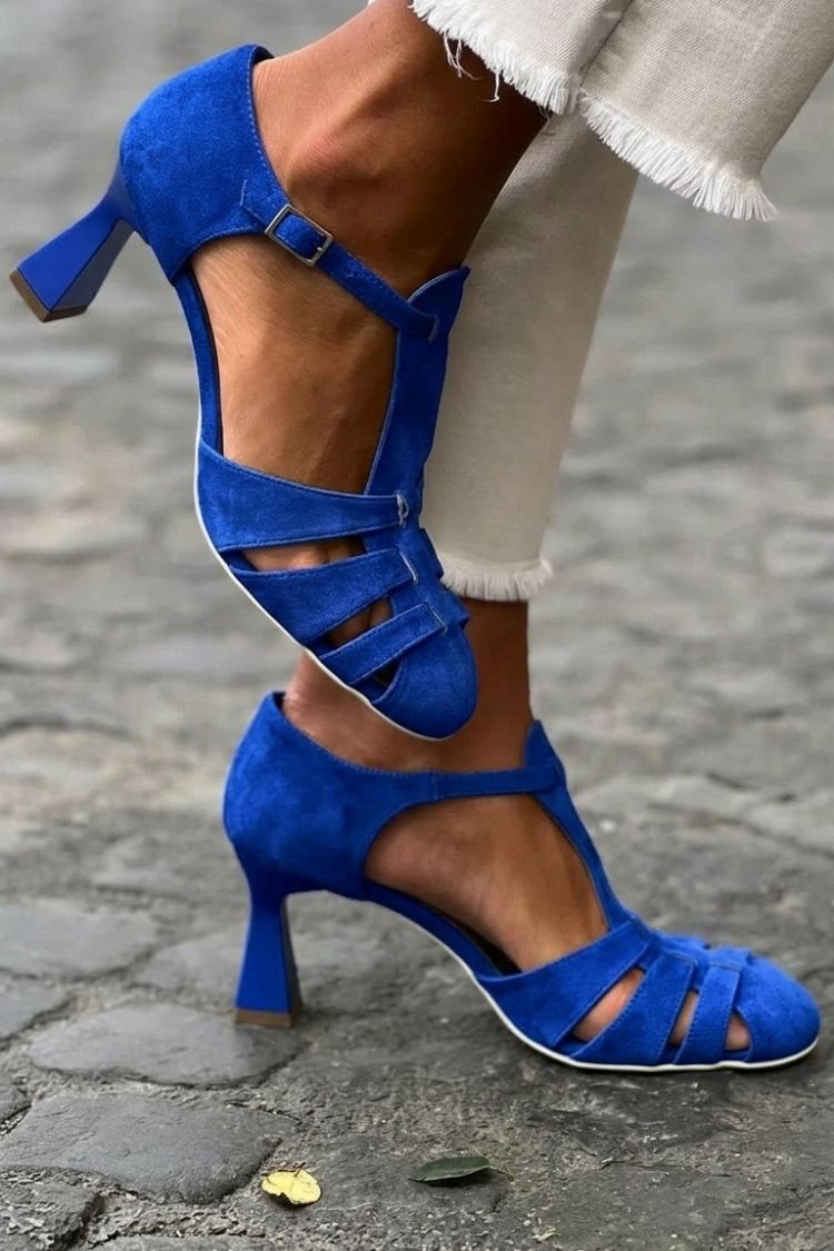 Flavia | Heeled Cut-Out Crochet Closed-Toe Sandals