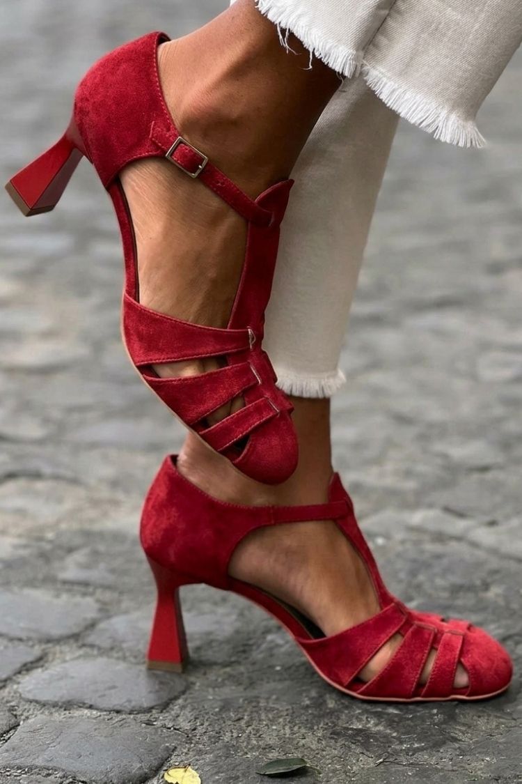 Flavia | Heeled Cut-Out Crochet Closed-Toe Sandals