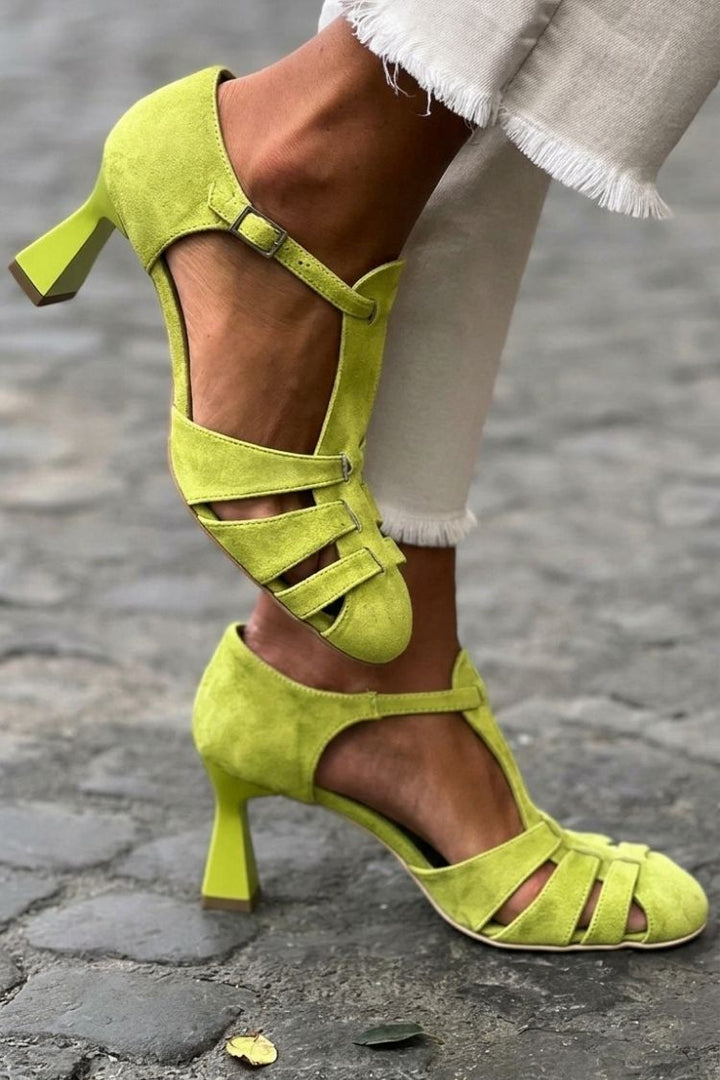 Flavia | Heeled Cut-Out Crochet Closed-Toe Sandals