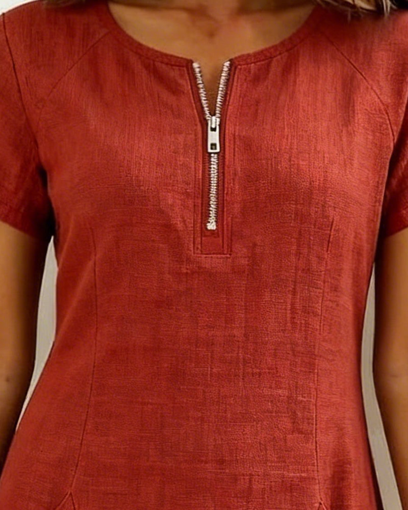 The Lisa | Cotton Dress with Zipper Pocket