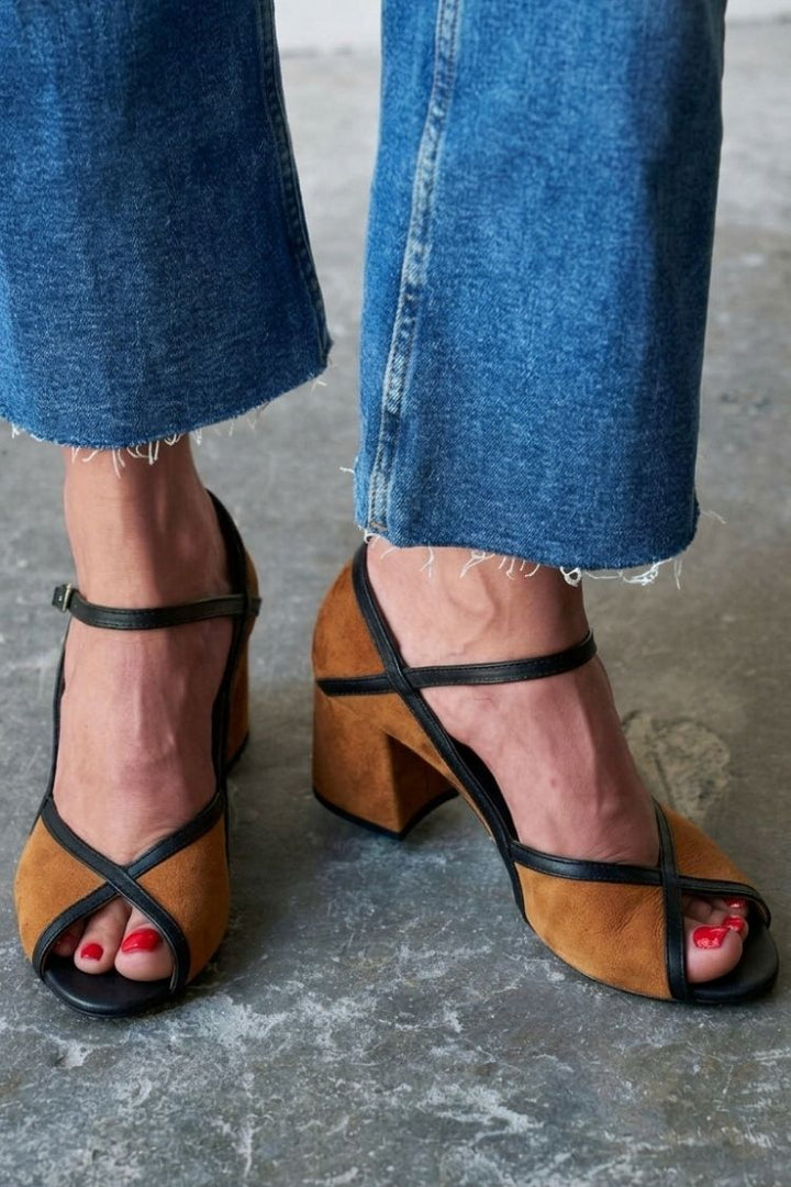 Solange | Stiletto Buckle T-Strap Heels