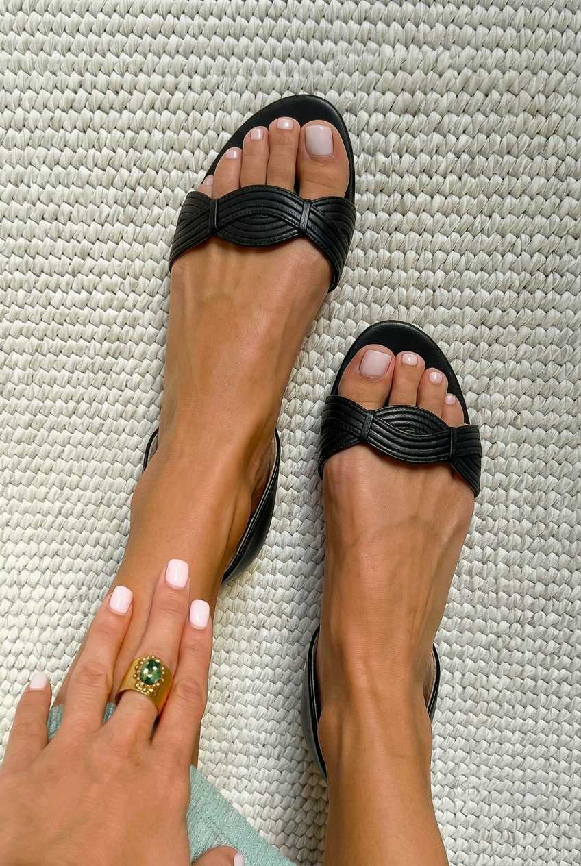 Vanessa – Pleated Flat Open-Toe Sandals