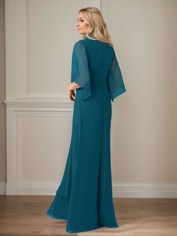 A-Line V-Neck Long Sequin Chiffon Mother of the Bride Dress