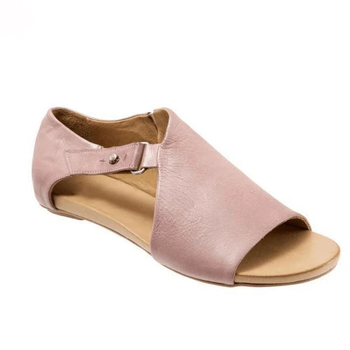 Geraldine | Cut-Out Peep-Toe Asymmetric Solid Strap Buckle Sandals