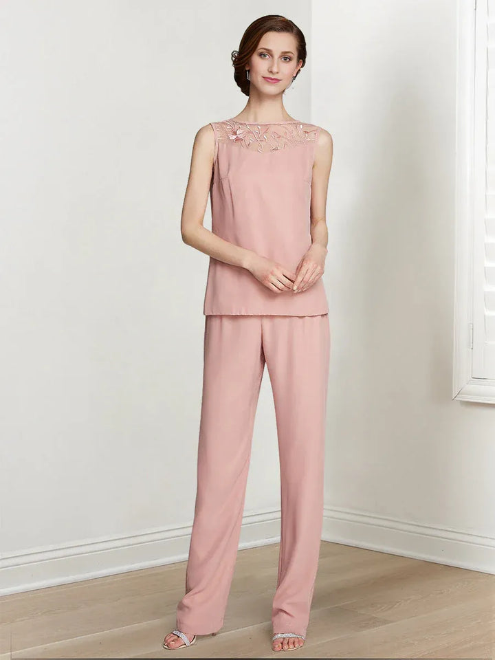 Chiffon Long Sleeve Mother of the Bride Pantsuit with Jacket