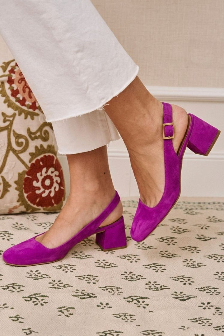 Brigitte | Slingback Essential Chunky Square-Toe Buckle Heels