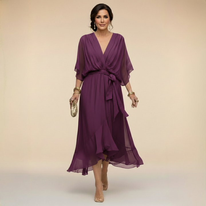 Charlotte | Chic Chiffon V-Neck Dress