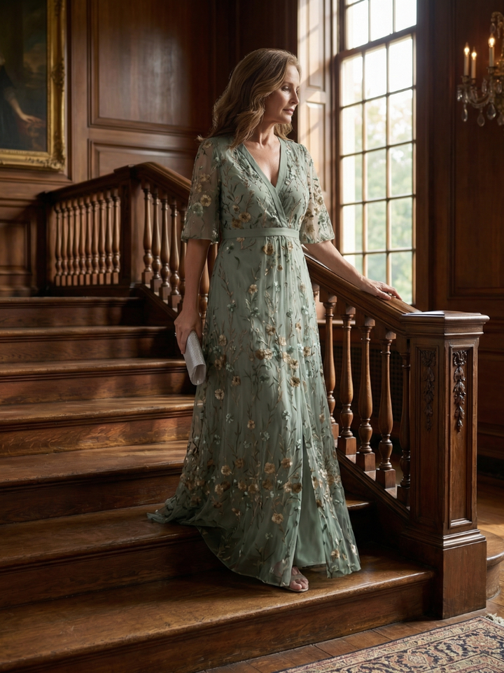 Selora | Floral Flutter Sleeve Maxi Dress